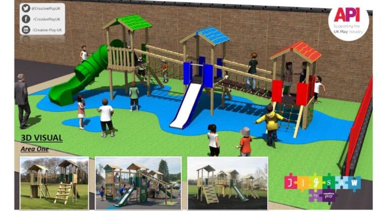 Bespoke Jigsaw Tower And Artificial Grass Playground Equipment Design