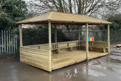 Hipped Roof Shelter - Complete (6M X3M) - Outdoor Classroom Playground Equipment