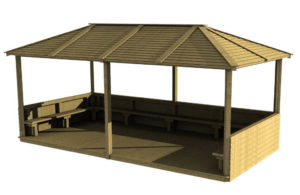 HR112 – HIPPED ROOF SHELTER COMPLETE (6M X 3M)