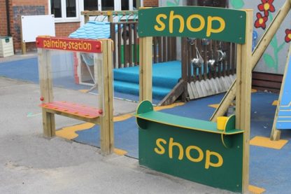 Red And Green Shop Front Activity Play Boards