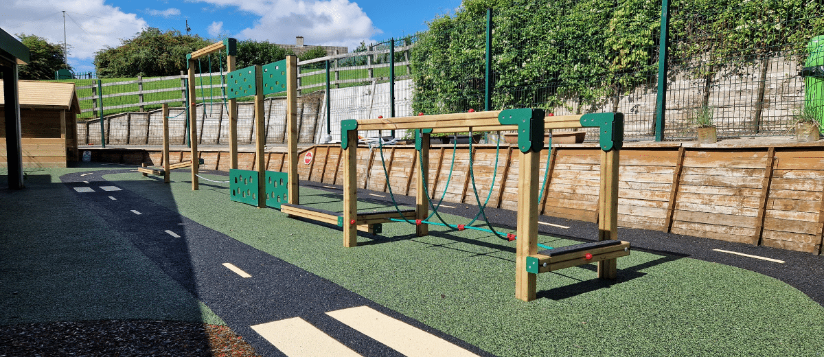 Outdoor Adventure Trail into wetpour at primary school