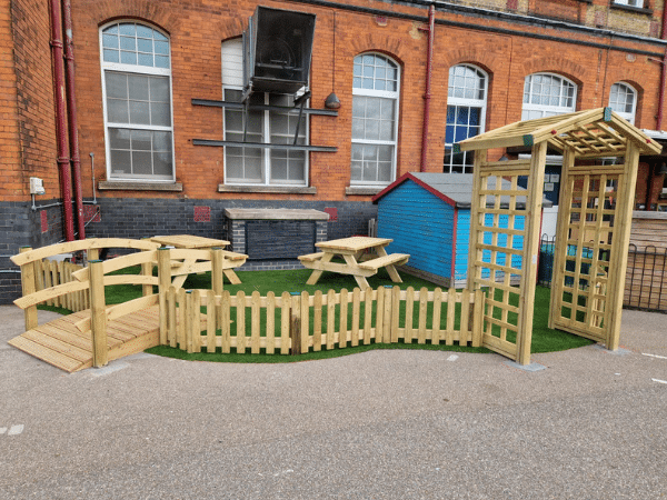Outdoor Sensory Area into artificial grass at primary school