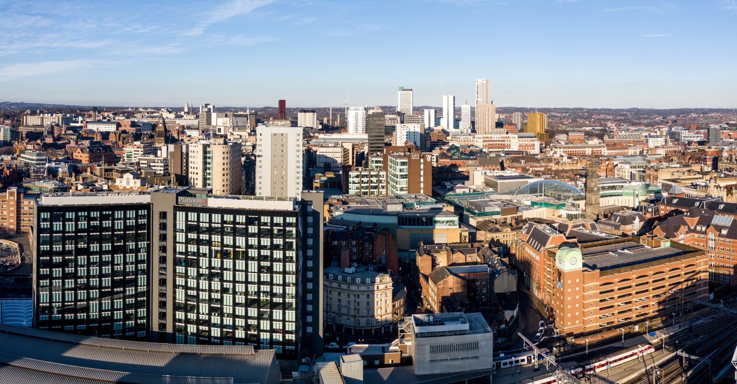 An aerial view of Leeds city centre 