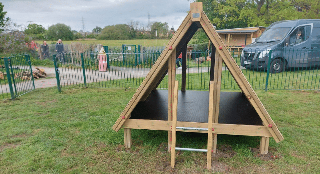 Timber Playhouse - Sloped Playground Equipment