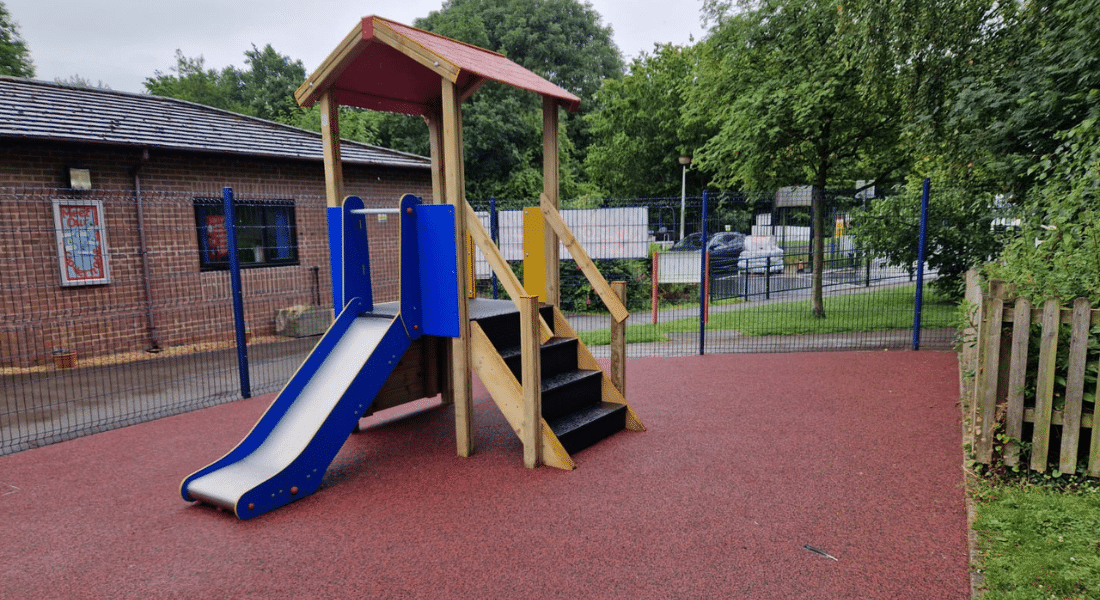 Bespoke Jigsaw Tower Playground Equipment And Wetpour Safety Surfacing