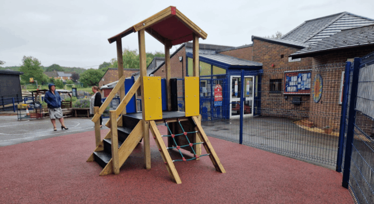 Bespoke Jigsaw Tower Playground Equipment And Wetpour Safety Surfacing