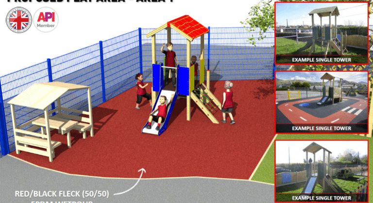 Bespoke Jigsaw Tower Playground Equipment And Wetpour Playground Design