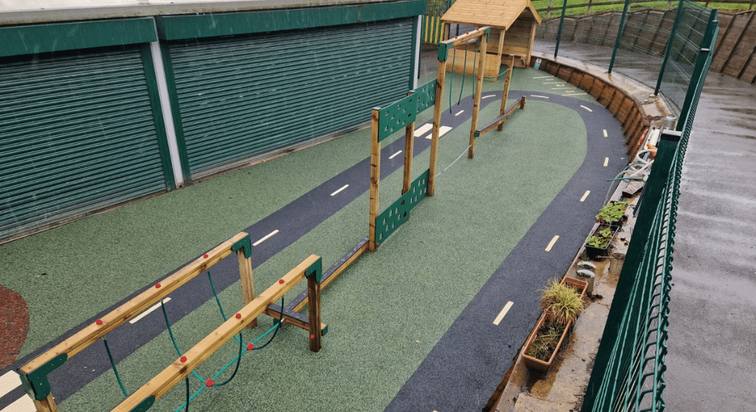 Adventure Trail 6, Timber Playhouse Without Floor Playground Equipment And Wetpour Safety Surfacing