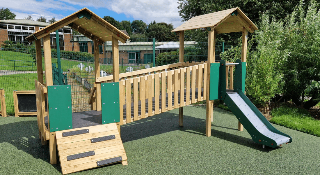 Bespoke Jigsaw Tower Playground Equipment And Wetpour Safety Surfacing