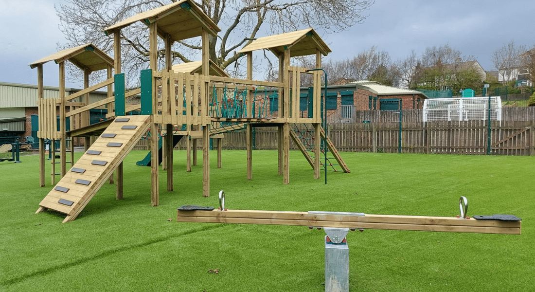 Mont Blanc Jigsaw Tower, Seesaw Playground Equipment With Artificial Grass