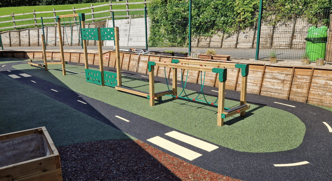 Adventure Trail 6 Playground Equipment And Wetpour Safety Surfacing