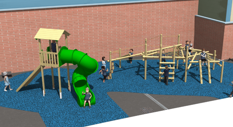 Bespoke Jigsaw Tower, Jungle Climber Combi (without slide) Playground Equipment With Wetpour Safety Surfacing