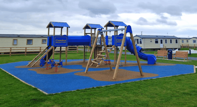 Bespoke Jigsaw Tower, Dog Spring Rider, Motorbike Spring Rider, Double Swing Combi Playground Equipment, And Wetpour Safety Surfacing.