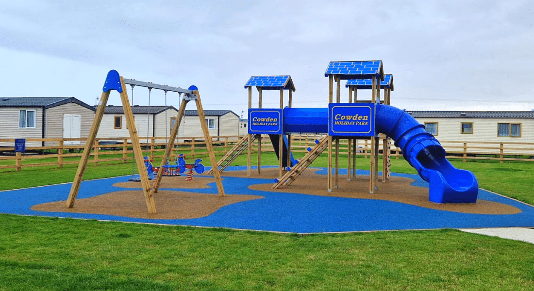 Bespoke Jigsaw Tower, Dog Spring Rider, Motorbike Spring Rider, Double Swing Combi Playground Equipment, And Wetpour Safety Surfacing.
