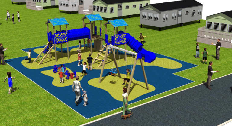 Bespoke Jigsaw Tower, Dog Spring Rider, Motorbike Spring Rider, Double Swing Combi Playground Equipment, And Wetpour Safety Surfacing Design