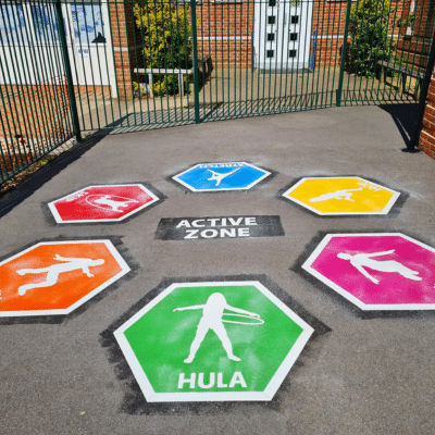 Thermoplastic markings in a school playground