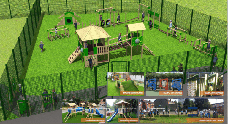 Bespoke Jigsaw Tower, Adventure Trail 12 L-Shape, Mound Tunnel Angled Playground Equipment with Artificial Grass - Design