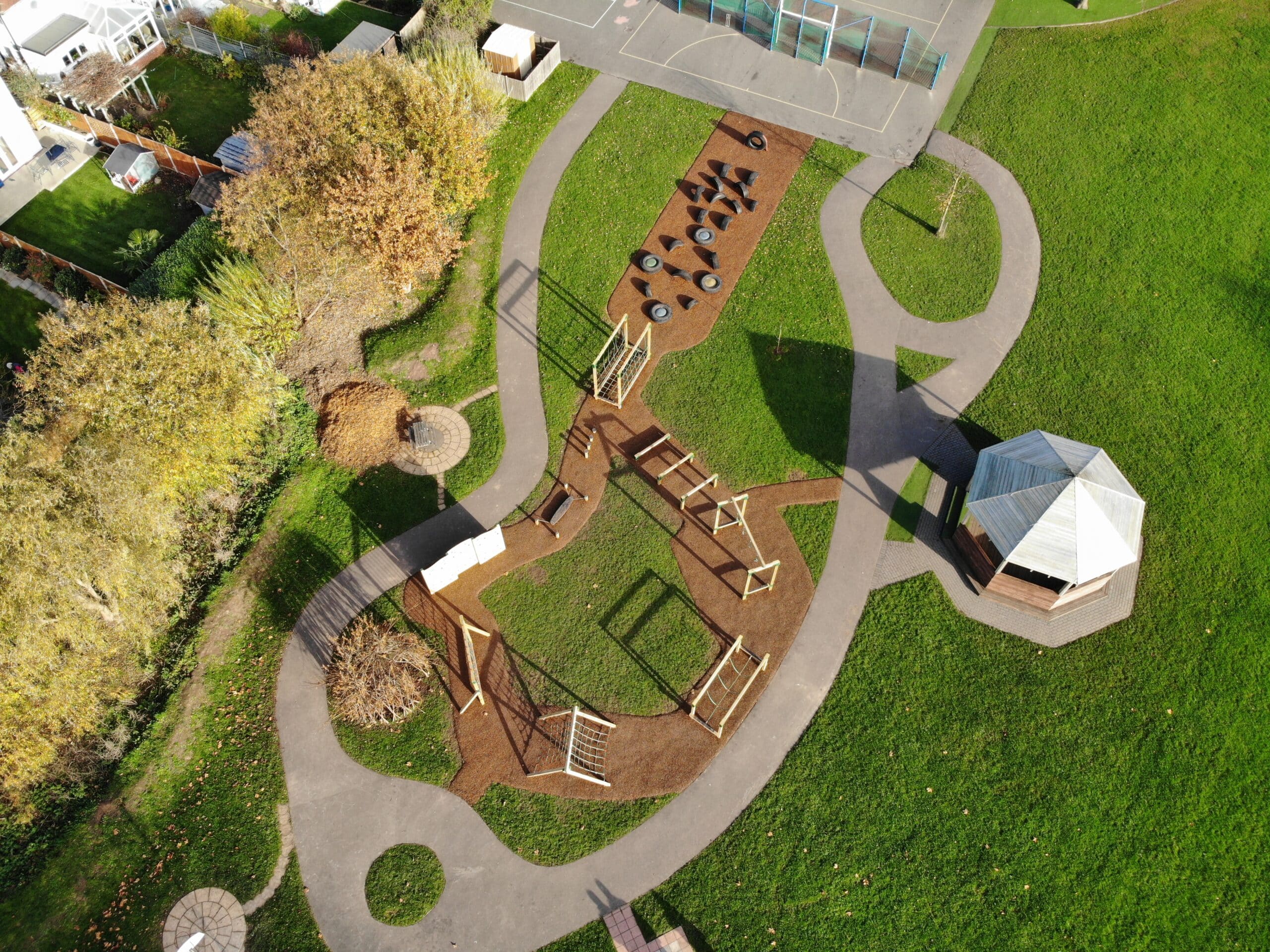 Trim Trail playground as seen from above
