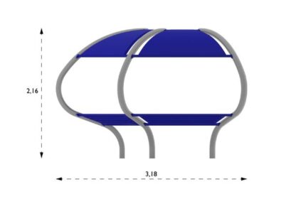 8019562 - 4 Cell Bar Seat Meeting Point (1) Metal Playground Equipment