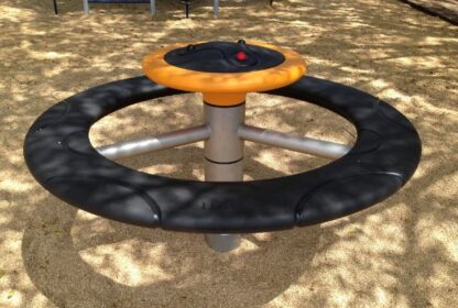 8050350 - Roundabout Orbit, Black Seat, Green Top (1) Steel Metal Playground Equipment