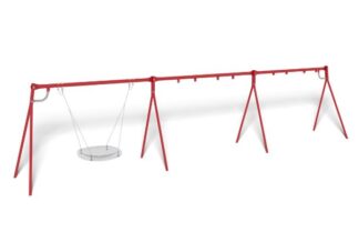 8081948 - MIRA SWING, BASE MODULE FOR BASKET SEAT PLUS 4 SEAT SWING FRAME, RED (1) STEEL METAL PLAYGROUND EQUIPMENT