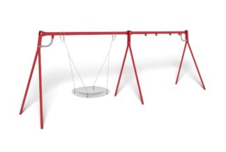 8081949 - MIRA SWING, BASE MODULE FOR BASKET SEAT PLUS 2 SEAT SWING FRAME, RED (1) STEEL METAL PLAYGROUND EQUIPMENT