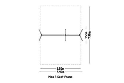 8057297 - Mira 2.4M High Swing 3 Place, Red Frame (1) Steel Metal Playground Equipment