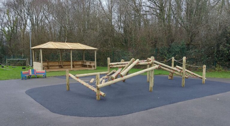 Hipped Roof Shelter, Jungle Climber Midi Playground Equipment With Wetpour Safety Surfacing