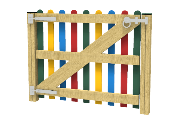 Multi-Coloured Single Gate (1.0M) Pf104 - Multi-Coloured Playtec Single Gate (1.0M) Playground Equipment