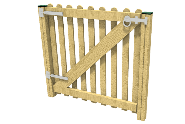 Timber Palisade Single Gate (1.2M) Pf106 - Timber Palisade Single Gate (1.2M) Playground Equipment
