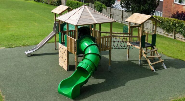Bespoke Quad Jigsaw Tower Playground Equipment & Wetpour Safety Surfacing
