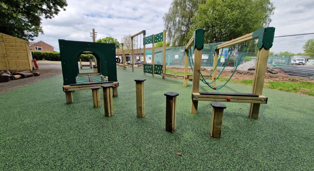 Adventure Trim Trail Playground Equipment and Wetpour Safety Surfacing (1)