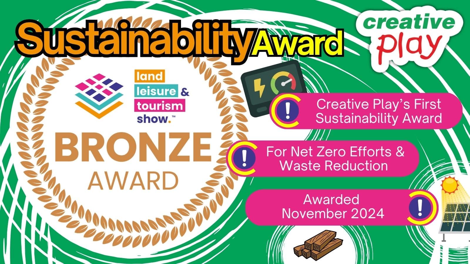 Infographic highlighting key points of winning the sustainability award