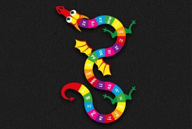 A-Z Dragon Upper &Amp; Lowercase (6.5M X 2M) A-Z Dragon Upper &Amp; Lowercase (6.5M X 2M) Thermoplastic Playground Marking