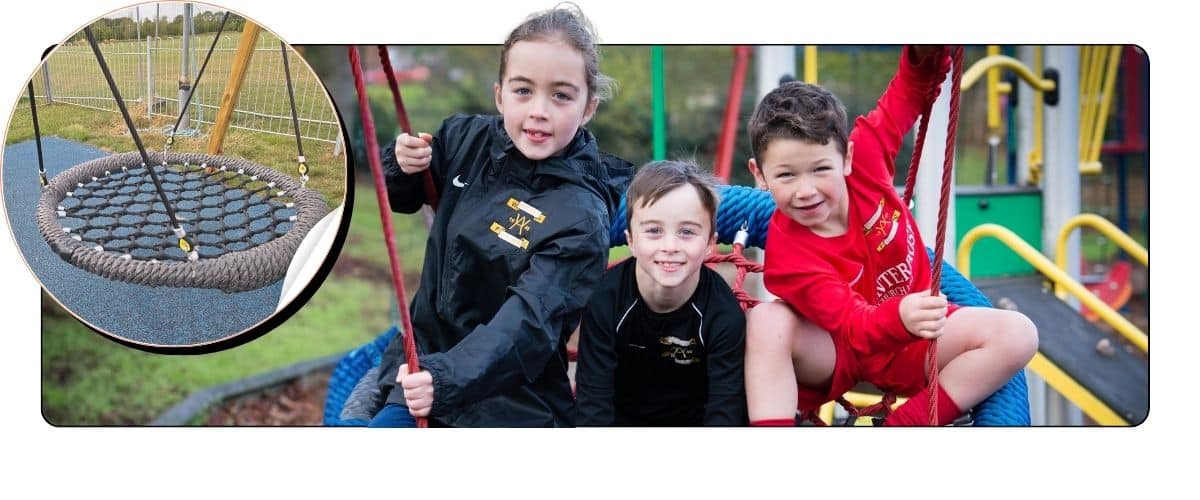 Horspath Parish Council An Image Of Children On A Basket Swing With A Circular Inset Of The Exact Type Of Swing Used At The Site