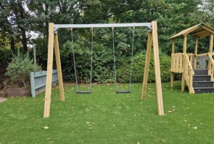 Double Swing S101 Playground Equipment. Pictured At Bloomsbury Nursery School
