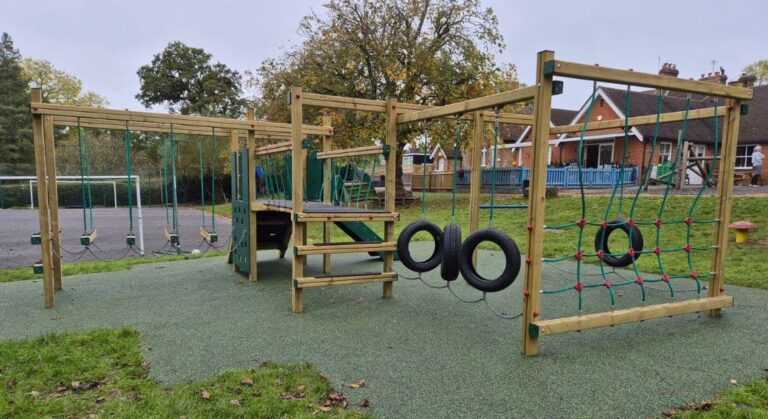 This image depicts the Adventure Trail 8 U-shaped installed at Shipbourne County Primary School in Shipbourne, Kent by Creative Play.
