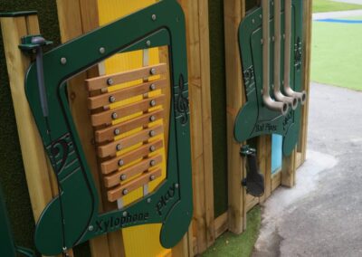 Musical playboards inside a mutli-coloured sensory tunnel