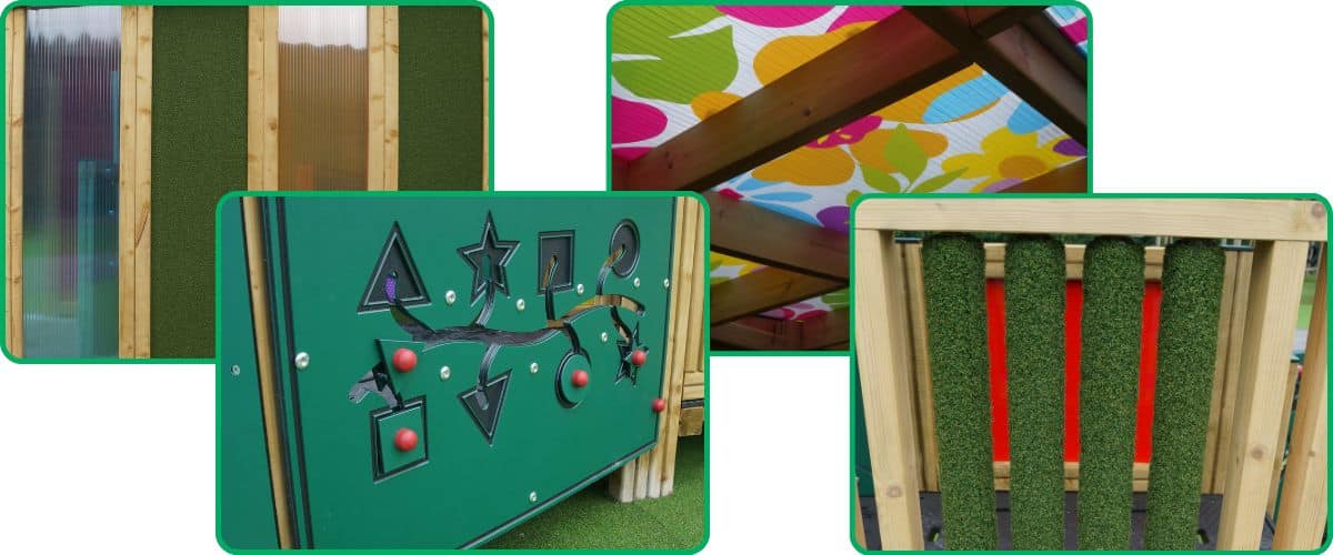 Collage of sensory play textures available at prospect house