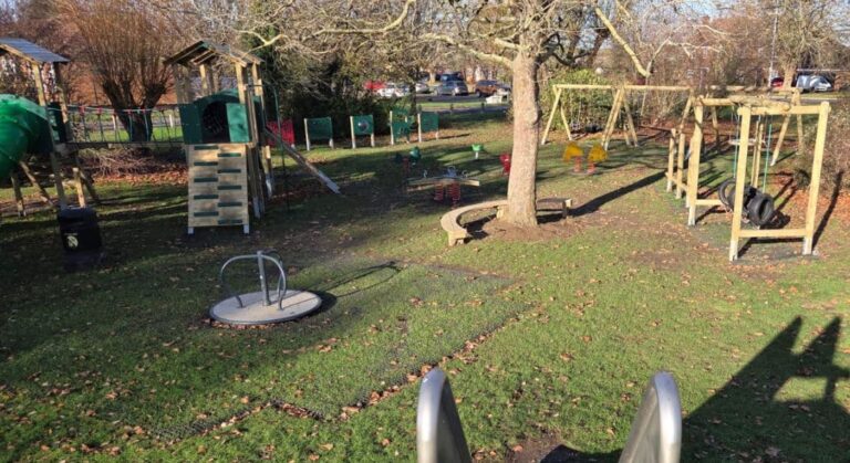 This image shows a parish council playground designed and installed by Creative Play at Stewartby in Bedford, Bedfordshire.