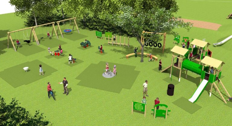 This image shows the design image of the playground for Stewartby Parish Council by Creative Play.