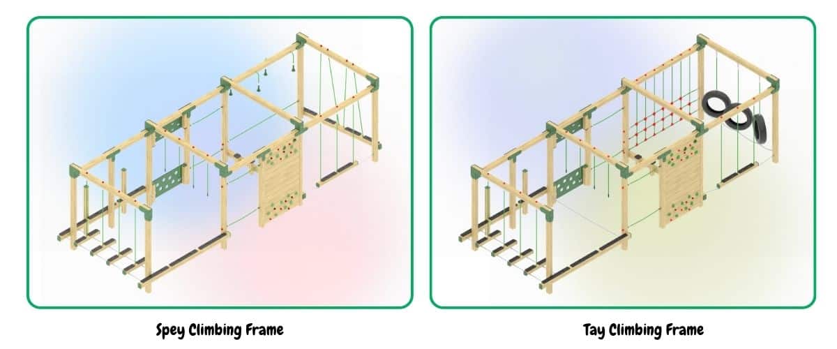 This image shows the design renders of our new climbing frame products