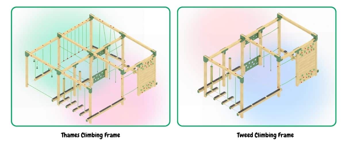 This image shows the design renders of our new climbing frame products