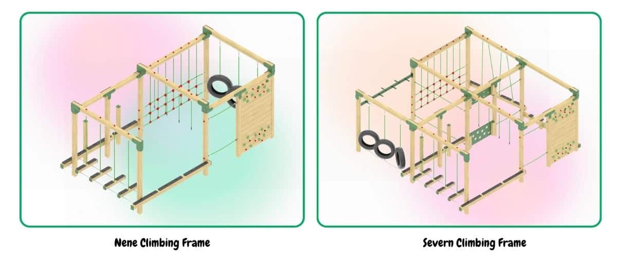 This image shows the design renders of our new climbing frame products