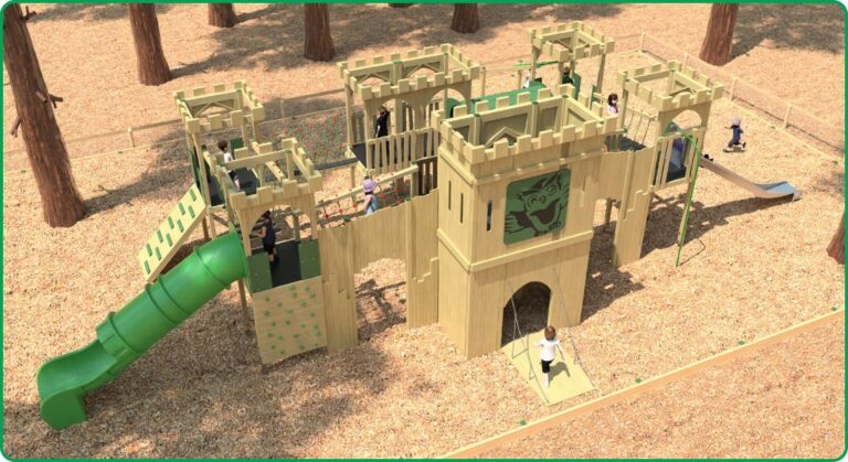 3D Design render of Look Out Discovery Centre timber castle