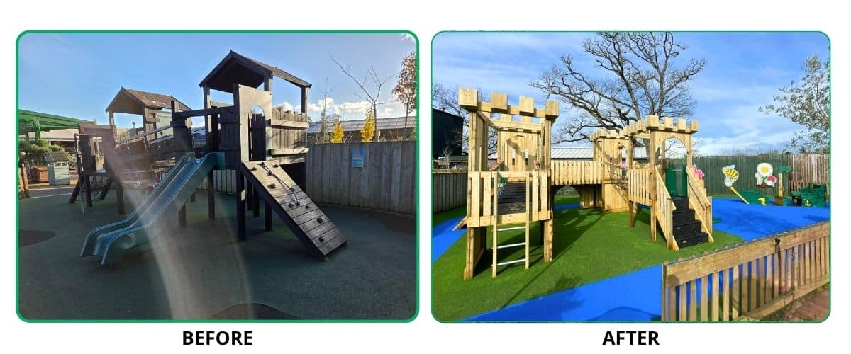 Before and after images of Monkton Elm Garden Centre in Tauton, Somerset