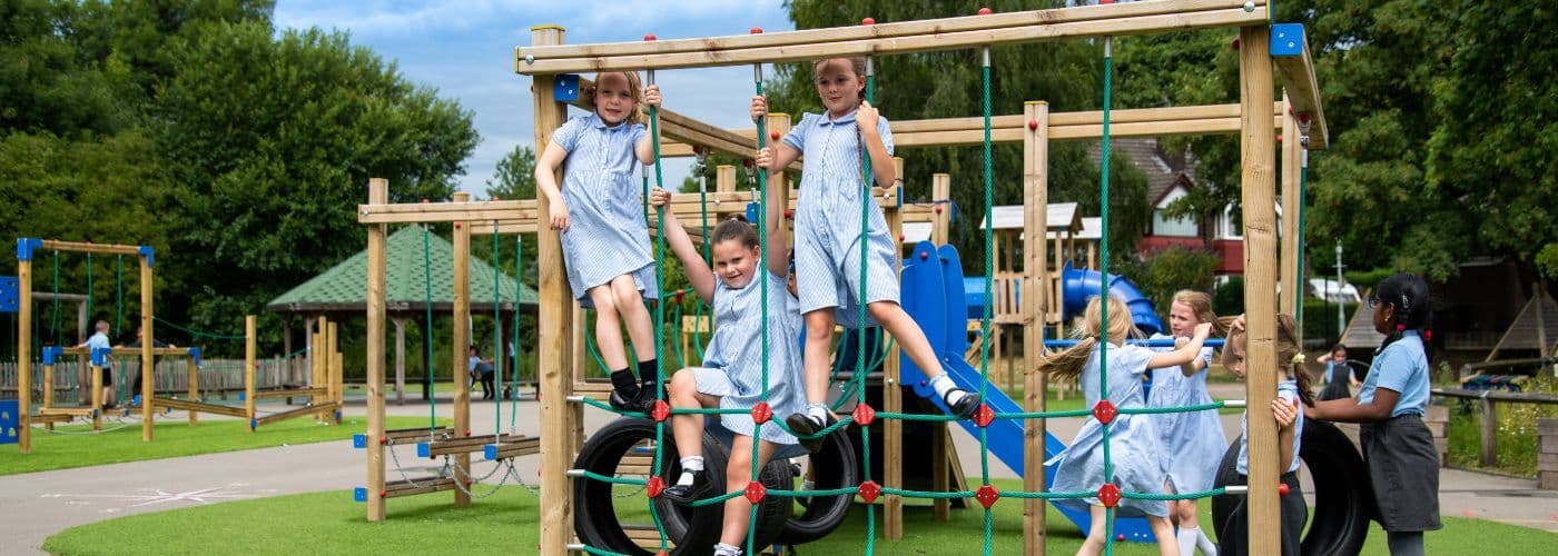 Education Sector Blog - This image shows a children playing on playground equipment