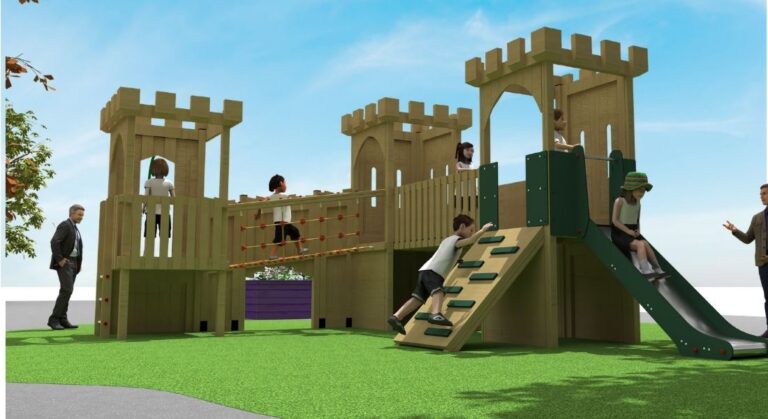 This image shows the 3D playground design image of the install at Sacred Heart RC Primary School