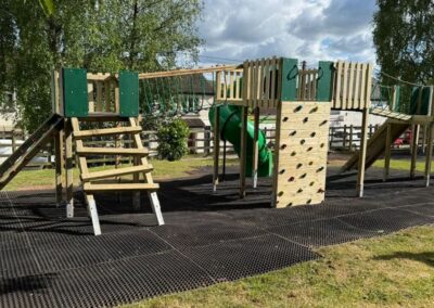 This image shows a playground tower installed at Uffculme Parish Council in Tiverton