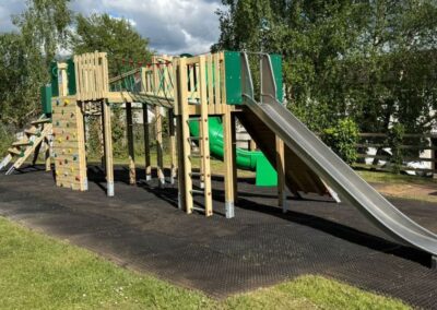 This image shows a playground tower installed at Uffculme Parish Council in Tiverton